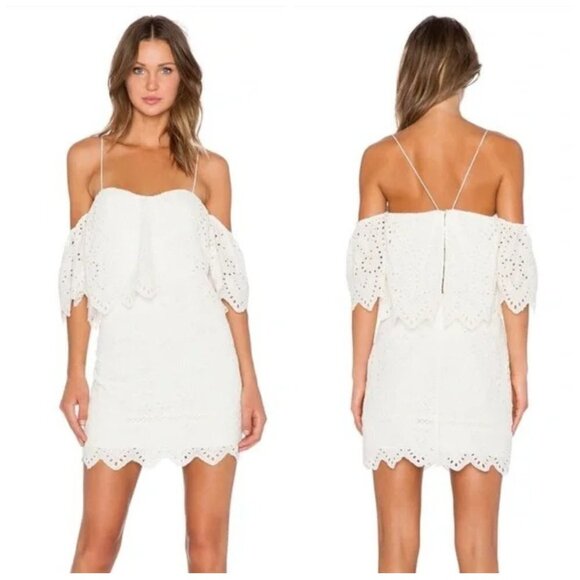 SAYLOR Off White Embroidered Montauk Karen Eyelet Dress $325 - Picture 1 of 13